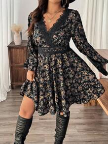 SHEIN Frenchy 大码休闲日常简约时尚连衣裙 - 黑色 - 查看 2
