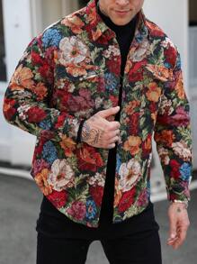 Manfinity Homme Men's Floral Print Long Sleeve Jacket - Multicolor - View 3
