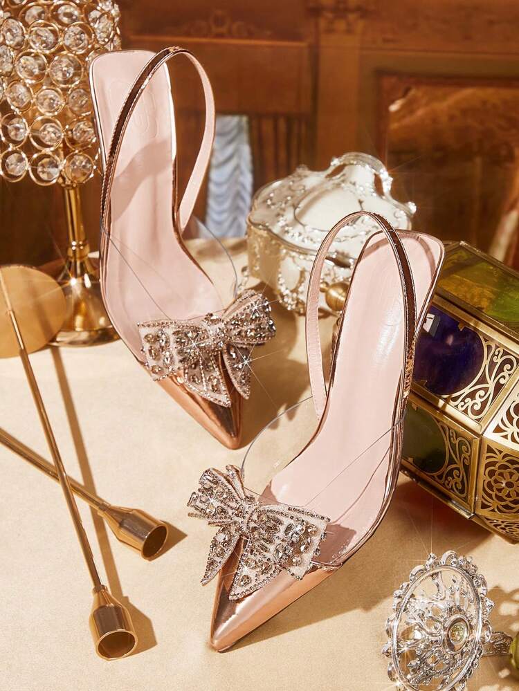 CUCCOO TILAWA Women's Pointed Toe Kitten Heel High Heels, Bow Decor, Solid Color, Ankle Strap, Elegant Daily Wear, Suitable For Outdoor Shopping, Festivals, Parties, Spring/Summer/Autumn/Winter, Matching Satin Dresses For Christmas Valentine's Day