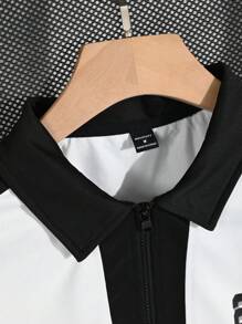 Manfinity Campus Court Polo a maniche corte con stampa di lettere e blocchi di colore da uomo