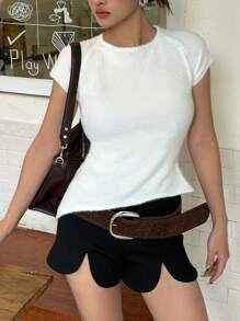 SHEIN Privé Asymmetrical Hem Backless Strap Sexy & Cozy Women Sweater Knit Pullover Fall Winter Sweater - White - View 7