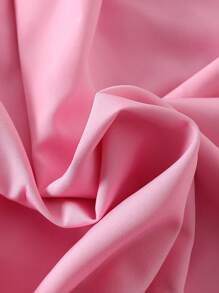 Girls' Simple Cute Fashion Round Neck Puff Sleeve High Waist Frill Bow Solid Color Midi Dress For Summer - Pink - View 4