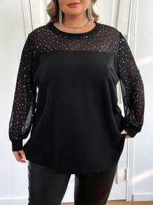 SHEIN CURVE+ 大码树叶印花 V 领短袖 T 恤，海滩度假夏季