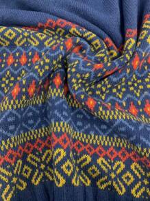 SHEIN LUNE Printed Turtleneck Women Sweater, Casual And Fashionable For Daily Wear Knit Pullover Fall Winter