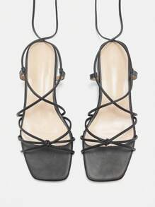 CUCCOO CURVES Wide Fit Women New Strappy Square Toe Summer Versatile Party High Heel Sandals Spring Shoes Spring Break Easter - Black - View 9