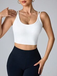 Easithlete Regular Sleeveless Criss-Cross Back Sports Top, Suitable For Spring/Summer - White - View 2