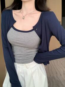 DAZY Teen Girls Casual Camisole & Cardigan Set