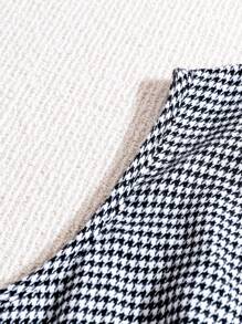 SHEIN LUNE Plus Size Front Button Sleeveless Houndstooth Casual Top