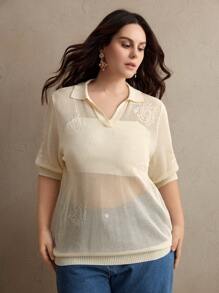 Anewsta 大码女式宽松透明镂空针织套头衫，浪漫休闲海滩装、春夏装