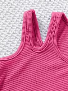 SHEIN 4pcs/Set Teen Girls' Casual Versatile Rib-Knit Solid Color Cropped Tank Top Tank Top For Spring