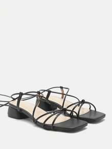 CUCCOO CURVES Wide Fit Women New Strappy Square Toe Summer Versatile Party High Heel Sandals Spring Shoes Spring Break Easter - Black - View 6