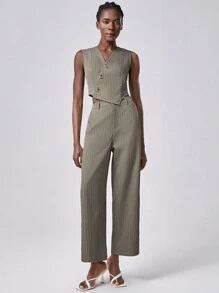 Lumivelle Women Single Breasted Vest And Pants Casual Suit