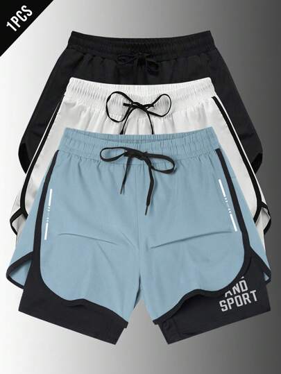 Manfinity Sport Corelite Shorts deportivos casuales de hombre estilo novio con nudo delantero sencillo, para uso diario