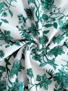 Soleia 2pcs/Set Women Floral Knit Texture Drawstring Waist Skirt, Romantic Casual Holiday