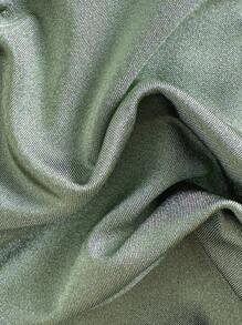 SHEIN Swim Women's Summer Beach Solid Color Ruched Sexy Bikini Set Green Bikinipush Up Bathing Suitbikini Set For Women - Army Green - View 7