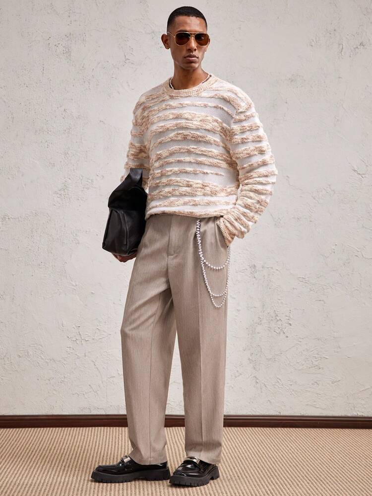 Men Woven Straight-Leg Casual Pants, Suitable For Everyday Wear