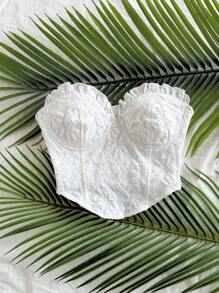 Soleia Crop Top Tube Texturé Jacquard Blanc