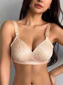 DAZY Soutien-gorge à armatures réglable avec fermeture frontale galbante et léger en jacquard pour femmes