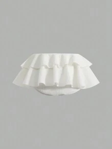 SHEIN Tween Girls Textured Multi-Layer Ruffle Trim Cami Bikini Set, Bikini Set Skirt Summer Beach, Beach Vacation Wear - Beige - View 9