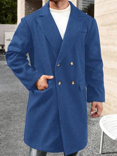 Manfinity Homme 大码男士纯色翻领双排扣休闲夹克，秋冬