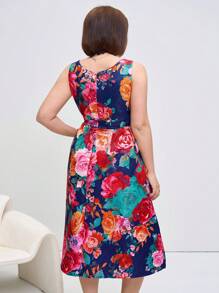 SHEIN Clasi Plus Size Casual Simple Stylish Daily Dress - Multicolor - View 2