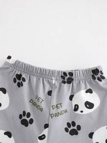 Cozy Pixies 2pcs/Set Baby Boy Cartoon Bear Pattern Lapel Shirt And Elastic Waist Shorts Set