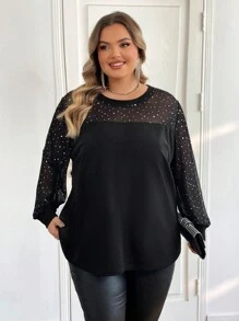 SHEIN CURVE+ 大码树叶印花 V 领短袖 T 恤，海滩度假夏季