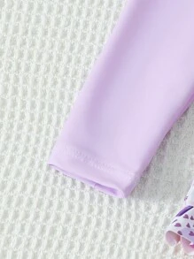 Baby Girl Graphic Print Ruffled Edge One-Piece Swimsuit - Multicolor - View 6