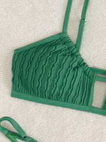 Vivid Eden 1 conjunto Top y Bottom de Bikini con tirantes finos de un solo color para mujeres, para verano y vacaciones en la playa