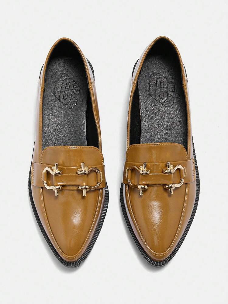 CUCCOO CURVES Plus Size Wide Fit Wedge Thick Bottom Flat Pointed Toe Solid Black Deep Vamp Lace-Up Oxford Shoes For Women