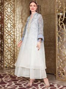 Al Najma Gaun Kasual Lengan Panjang Wanita Warna Polos Motif Patchwork, Gaya Minimalis - MultiWarna - View 8