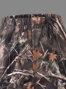 SHEIN Explorewe Girls Cool Cherry Graphic Top Paired With Digital Printed Cargo Pants, Casual Street Fashion - Khaki - View 6