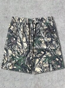 Manfinity Dauomo Men's Casual Shorts With Branch Print And Pockets - Multicolor - View 6