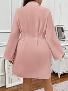 SHEIN Clasi Plus Size Solid Color Simple Fashion Casual Everyday Dress - Pink - View 2
