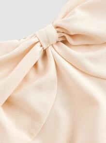 SHEIN MOD 露肩蝴蝶结领合腰喇叭下摆连衣裙 - 杏色 - 查看 3