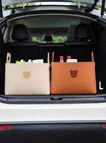 1 szt. składany organizer do przechowywania kosz wykonany z filcu składany pojemnik do przechowywania pojemnik do przechowywania organizer śliczny biurkowy kosz do przechowywania z wzorem niedźwiedzia i uchwytami na przekąski, zabawki, kosmetyki (brązowy)