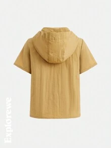 SHEIN 2 件套男童前拉链连帽衫和长裤，简约设计 - 黑色 - 查看 15