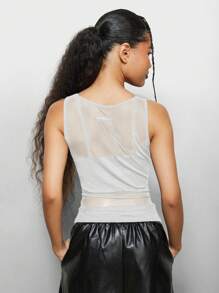 SUMWON WOMEN Sleeveless Mesh Panel Racerback Tank Top Workout Yoga Basic Slim Fit Summer Layering Cami