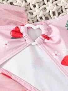 Tween 女童休闲吊带背心、内裤和迷你裙 3 件套泳衣套装，简约时尚，适合日常穿着 - 彩色 - 查看 4