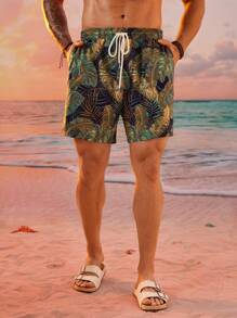EASEVO Pantalones cortos holgados casuales con estampado floral tejido para hombres de talla grande