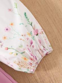 SHEIN 2pcs/Set Tween Girl Print Long Sleeve Shirt And Pink Skirt Outfit, Spring/Autumn - Multicolor - View 6