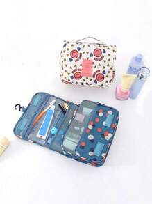 1 pieza Bolsa de aseo de viaje impermeable y grande con gancho (varios colores disponibles), bolso plegable, organizador de maquillaje de gran capacidad para maquillaje, cosméticos, afeitadoras y artículos de cuidado personal como lápiz labial, pinceles, cuidado de la piel, teléfono móvil, monedas, artículos pequeños, para el hogar, regalo, vacaciones, uso multifuncional, estilo bohemio