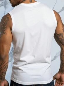 Manfinity LEGND Plus Size Men's Casual Lion Print Tank Top - White - View 2