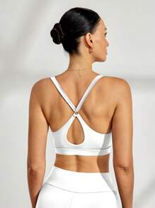Activina Women's Solid Color Hollow Simple Fitted Casual Sports Bra