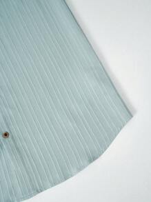 SHEIN Lässiges, vielseitiges und bequemes Hemd für Teenager-Jungen mit gewellter Stehkragenstoff, offener Vorderseite, locker sitzenden Kurzarm, Unifarben, geeignet für Schule, Garten, Strand, Geburtstag im Frühling, Sommer, Herbst & Winter