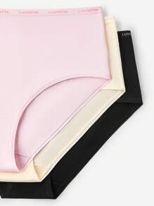 LUVLETTE Plus 3-Pack Airy Soft Cotton Basics High-Waist Briefs Airy Women Underwear Panty Set-Pink - Multicolor - View 9