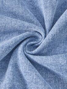 SHEIN Playful Pals 男婴破洞牛仔夹克，水洗宽松休闲牛仔外套 - 中等水洗藍 - 查看 3