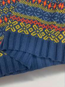 SHEIN LUNE Printed Turtleneck Women Sweater, Casual And Fashionable For Daily Wear Knit Pullover Fall Winter