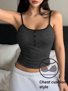 DAZY Top avec faux col rayé matelassé