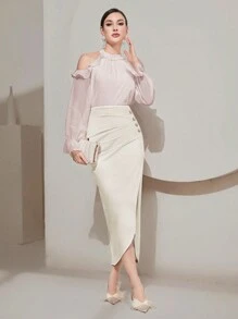 Modelyn Falda envolvente elegante para mujer - Blanco - Ver 6